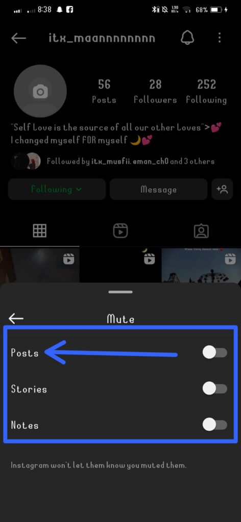 How to mute someone on instagram?