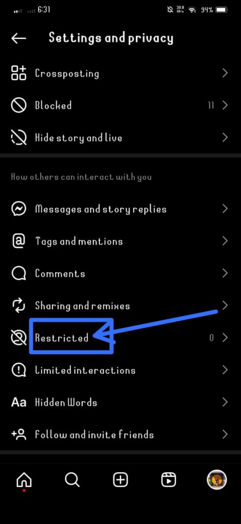 How to restrict someone on instagram?