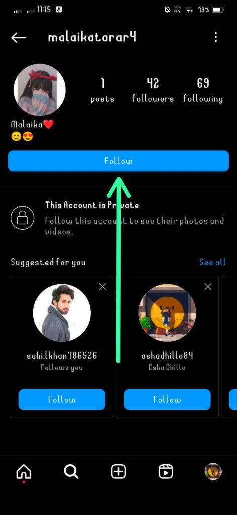 How to follow someone on instagram?
