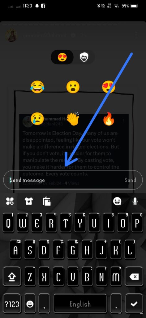 How to send a DM from someone's  Instagram story?