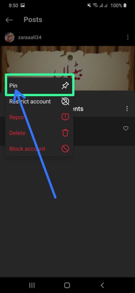 How to pin a comment on Instagram